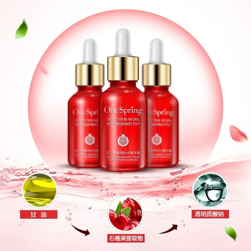 Essence de grenade rouge fraîche hydratante pour le visage