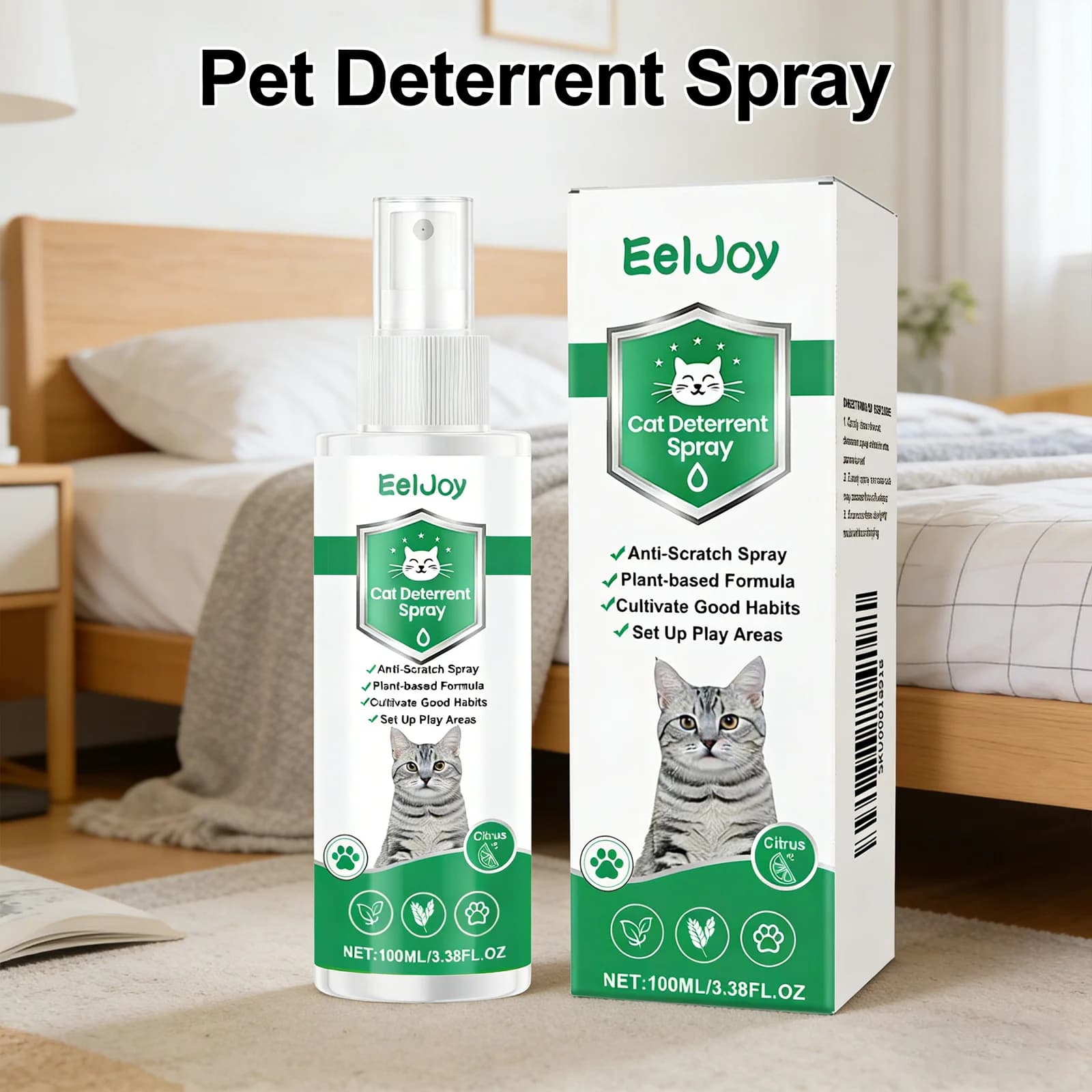 Spray Répulsif Anti-Chat Intérieur/Extérieur – Protection Meubles Contre les Griffures des Chats – Empêche les Chats de Grimper au Lit et de Marquer leur Terre d'Action par l'Urine – Dissuasion pour A