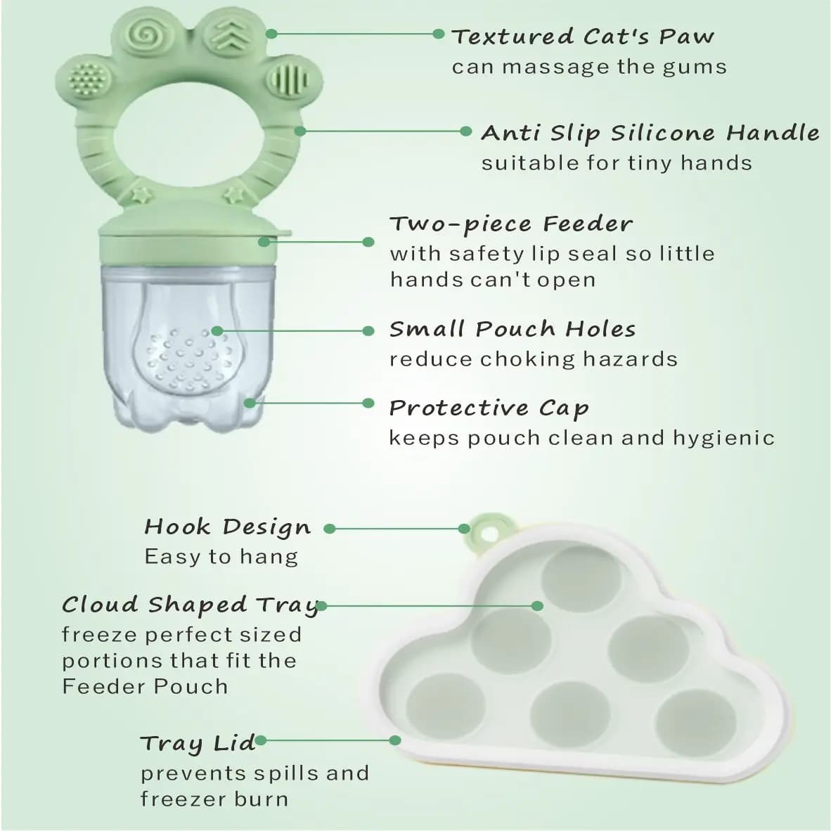 Alimentateur de fruits pour bébé et plateau de congélation combinés, moules à sucettes glacées pour lait maternel, distributeur de nourriture en silicone sans BPA, auto-alimentation pour nourrissons,